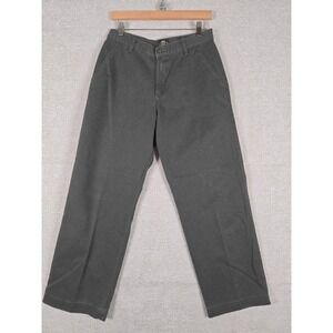 Lee Casuals Womens Charcoal Gray Cotton Straight Leg High Rise Pants 10 Petite
